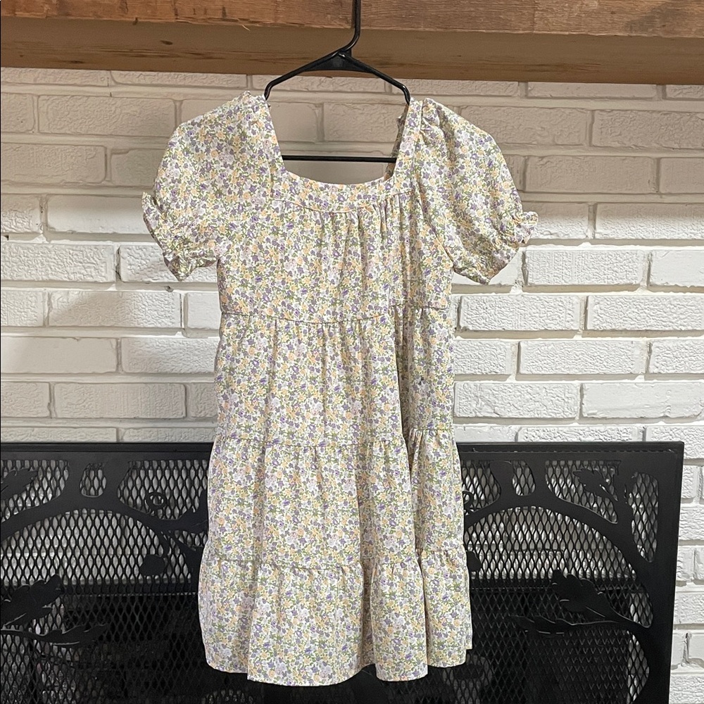 Hayden Floral Kids Dress in Cream and Yellow